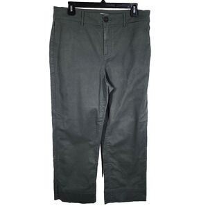 Ann Taylor Loft Womens Slim Wide Leg Cropped Pants Ankle Size 10 Mid Rise Green